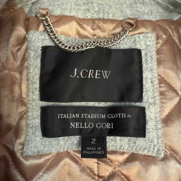 J. Crew Jacket Summit Parka Nello Gori Italian Stadium Cloth Size 2 Gray Fall - Picture 7 of 9